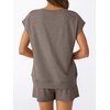 image:imageAUTOMET 2 Piece Summer Short Set Matching V Neck Cap Sleeve Lounge ClothingCoffee Grey
