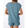 image:imageAUTOMET 2 Piece Summer Short Set Matching V Neck Cap Sleeve Lounge ClothingDusty Blue