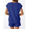 image:imageAUTOMET 2 Piece Summer Short Set Matching V Neck Cap Sleeve Lounge ClothingRoyal Blue