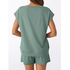 image:imageAUTOMET 2 Piece Summer Short Set Matching V Neck Cap Sleeve Lounge ClothingSage