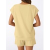 image:imageAUTOMET 2 Piece Summer Short Set Matching V Neck Cap Sleeve Lounge ClothingYellow