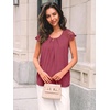 image:imageAUTOMET Women Lace Pleated Short Sleeve Shirts Summer Casual Dressy BlousesBerry