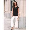 image:imageAUTOMET Women Lace Pleated Short Sleeve Shirts Summer Casual Dressy BlousesBlack