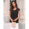 image:imageAUTOMET Women Lace Pleated Short Sleeve Shirts Summer Casual Dressy BlousesBlack