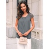 image:imageAUTOMET Women Lace Pleated Short Sleeve Shirts Summer Casual Dressy BlousesBlue Grey