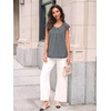 image:imageAUTOMET Women Lace Pleated Short Sleeve Shirts Summer Casual Dressy BlousesBlue Grey