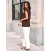 image:imageAUTOMET Women Lace Pleated Short Sleeve Shirts Summer Casual Dressy BlousesBrown