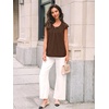 image:imageAUTOMET Women Lace Pleated Short Sleeve Shirts Summer Casual Dressy BlousesBrown