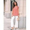 image:imageAUTOMET Women Lace Pleated Short Sleeve Shirts Summer Casual Dressy BlousesCoral