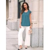 image:imageAUTOMET Women Lace Pleated Short Sleeve Shirts Summer Casual Dressy BlousesCyan