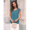 image:imageAUTOMET Women Lace Pleated Short Sleeve Shirts Summer Casual Dressy BlousesCyan