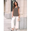 image:imageAUTOMET Women Lace Pleated Short Sleeve Shirts Summer Casual Dressy BlousesGrey Taupe