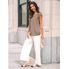 image:imageAUTOMET Women Lace Pleated Short Sleeve Shirts Summer Casual Dressy BlousesKhaki