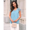 image:imageAUTOMET Women Lace Pleated Short Sleeve Shirts Summer Casual Dressy BlousesLight Blue