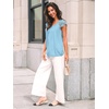 image:imageAUTOMET Women Lace Pleated Short Sleeve Shirts Summer Casual Dressy BlousesLight Blue