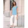image:imageAUTOMET Women Lace Pleated Short Sleeve Shirts Summer Casual Dressy BlousesLight Blue