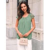 image:imageAUTOMET Women Lace Pleated Short Sleeve Shirts Summer Casual Dressy BlousesLight Green