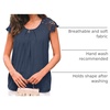 image:imageAUTOMET Women Lace Pleated Short Sleeve Shirts Summer Casual Dressy BlousesNavy
