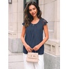 image:imageAUTOMET Women Lace Pleated Short Sleeve Shirts Summer Casual Dressy BlousesNavy