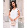 image:imageAUTOMET Women Lace Pleated Short Sleeve Shirts Summer Casual Dressy BlousesWhite