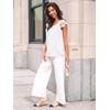 image:imageAUTOMET Women Lace Pleated Short Sleeve Shirts Summer Casual Dressy BlousesWhite