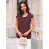 image:imageAUTOMET Women Lace Pleated Short Sleeve Shirts Summer Casual Dressy BlousesWine