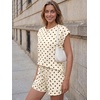 image:imageAUTOMET Womens 2 Piece Summer Matching Lounge Short Sets with PocketsApricot Dots