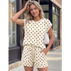 image:imageAUTOMET Womens 2 Piece Summer Matching Lounge Short Sets with PocketsApricot Dots