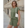 image:imageAUTOMET Womens 2 Piece Summer Matching Lounge Short Sets with PocketsArmy Green