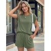 image:imageAUTOMET Womens 2 Piece Summer Matching Lounge Short Sets with PocketsArmy Green