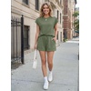 image:imageAUTOMET Womens 2 Piece Summer Matching Lounge Short Sets with PocketsArmy Green