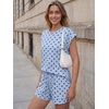 image:imageAUTOMET Womens 2 Piece Summer Matching Lounge Short Sets with PocketsBlue Polka Dots