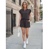 image:imageAUTOMET Womens 2 Piece Summer Matching Lounge Short Sets with PocketsBrown