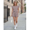 image:imageAUTOMET Womens 2 Piece Summer Matching Lounge Short Sets with PocketsBrown Combo