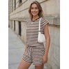 image:imageAUTOMET Womens 2 Piece Summer Matching Lounge Short Sets with PocketsBrown Combo