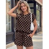 image:imageAUTOMET Womens 2 Piece Summer Matching Lounge Short Sets with PocketsBrown Polka Dot