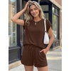 image:imageAUTOMET Womens 2 Piece Summer Matching Lounge Short Sets with PocketsChocolate