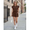 image:imageAUTOMET Womens 2 Piece Summer Matching Lounge Short Sets with PocketsChocolate
