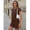 image:imageAUTOMET Womens 2 Piece Summer Matching Lounge Short Sets with PocketsChocolate