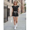 image:imageAUTOMET Womens 2 Piece Summer Matching Lounge Short Sets with PocketsContrast Black