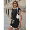 image:imageAUTOMET Womens 2 Piece Summer Matching Lounge Short Sets with PocketsContrast Black