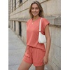 image:imageAUTOMET Womens 2 Piece Summer Matching Lounge Short Sets with PocketsCoral