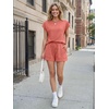 image:imageAUTOMET Womens 2 Piece Summer Matching Lounge Short Sets with PocketsCoral