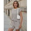 image:imageAUTOMET Womens 2 Piece Summer Matching Lounge Short Sets with PocketsCream Black