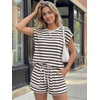 image:imageAUTOMET Womens 2 Piece Summer Matching Lounge Short Sets with PocketsCream Black