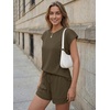 image:imageAUTOMET Womens 2 Piece Summer Matching Lounge Short Sets with PocketsDark Army Green