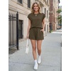 image:imageAUTOMET Womens 2 Piece Summer Matching Lounge Short Sets with PocketsDark Army Green