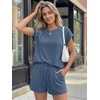 image:imageAUTOMET Womens 2 Piece Summer Matching Lounge Short Sets with PocketsDark Blue