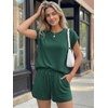 image:imageAUTOMET Womens 2 Piece Summer Matching Lounge Short Sets with PocketsDark Green