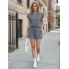 image:imageAUTOMET Womens 2 Piece Summer Matching Lounge Short Sets with PocketsDark Grey